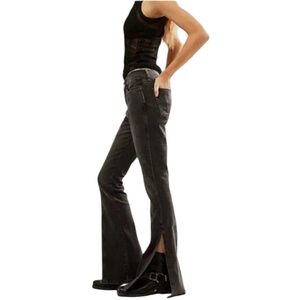 NWT Frame Le High Flare Side Slit Women’s Jeans Size 28 Wide Leg Obsidian